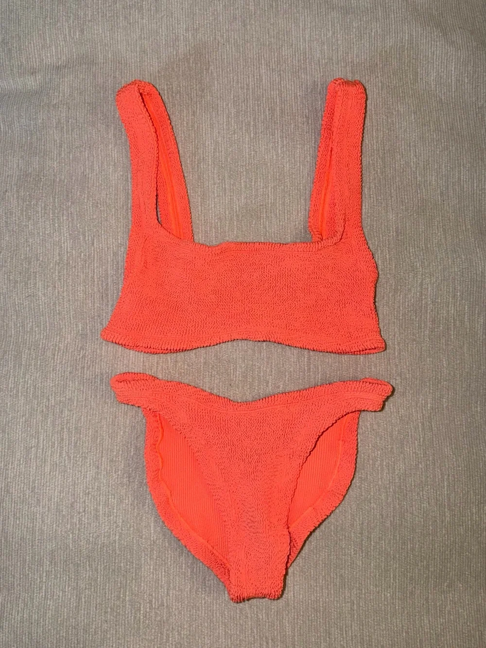 Hunza G Xandra Orange Bikini Set Swimsuit Crinkle Swimwear Revolve Harrods